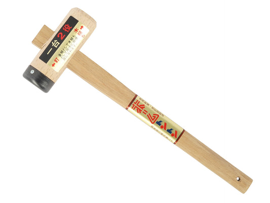 TAKAGI Japanese Wooden Hammer with Soft Metal Cap, 32mm Oak Wood Mallet
