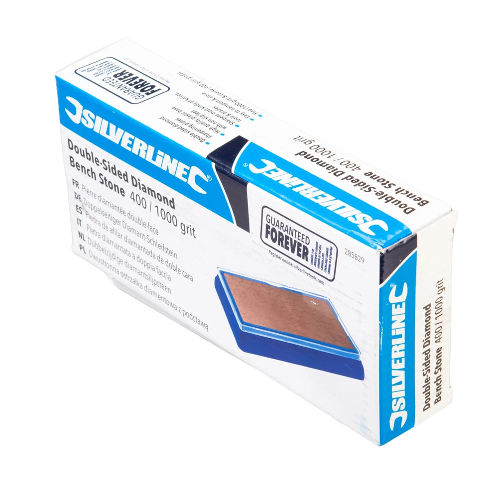 Silverline Double-Sided Diamond Bench Stone 400/1000 Grit for Sharpening Tools