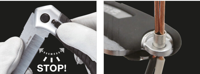 Tajima Foldable Multi-Purpose Electrician's Knife with Safety Lock and Hollow Blade