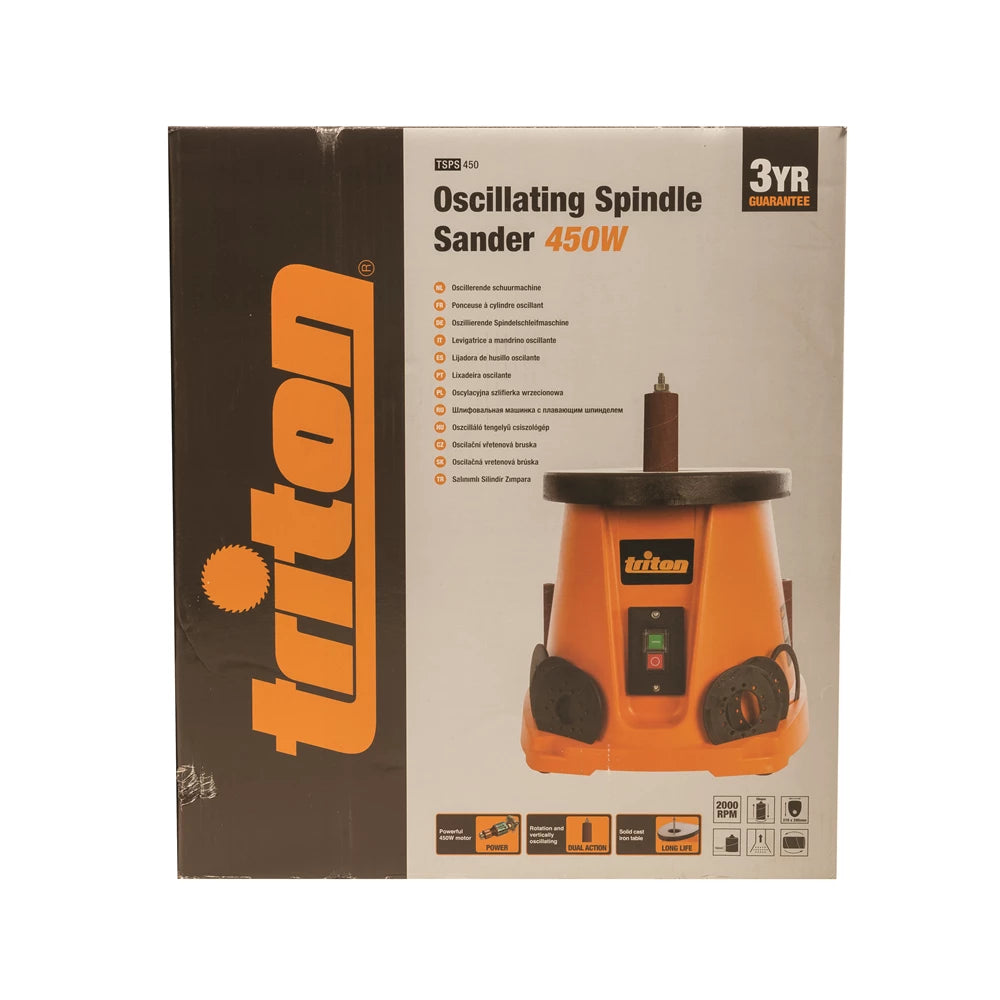 Triton 450W Oscillating Spindle Sander for Precision Woodworking & Finishing