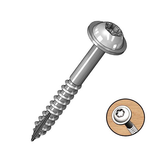 1.25" Coarse Pocket Screws – T20 Star Washer Head, 100 pcs