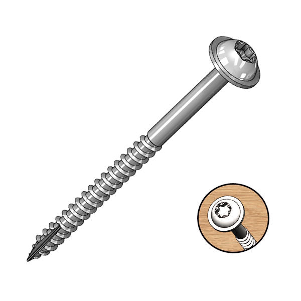 2‑Inch Coarse Pocket Screws, 50‑Piece T20 Star Washer Set
