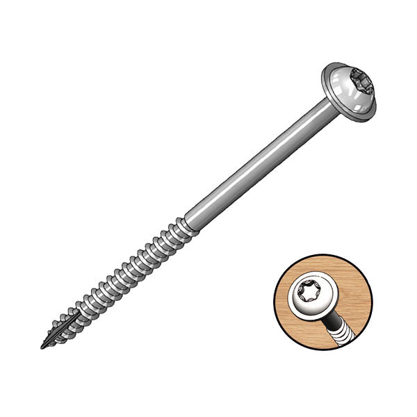 2.5" Coarse Pocket Screws – 50 Zinc‑Coated T20 Star, Washer Head