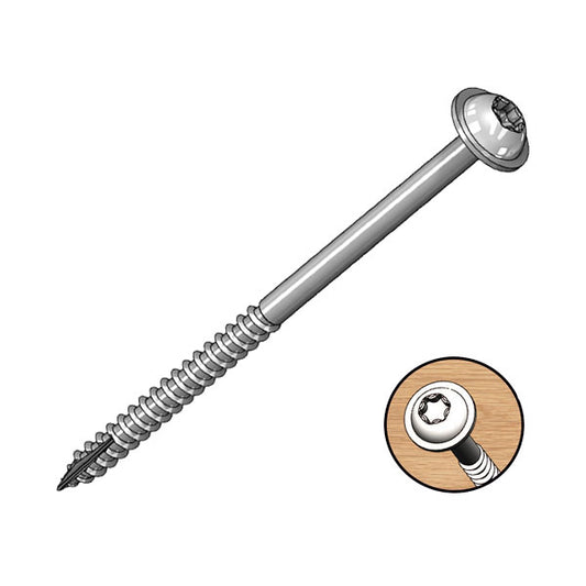 2.5" Coarse Pocket Screws – 50 Zinc‑Coated T20 Star, Washer Head