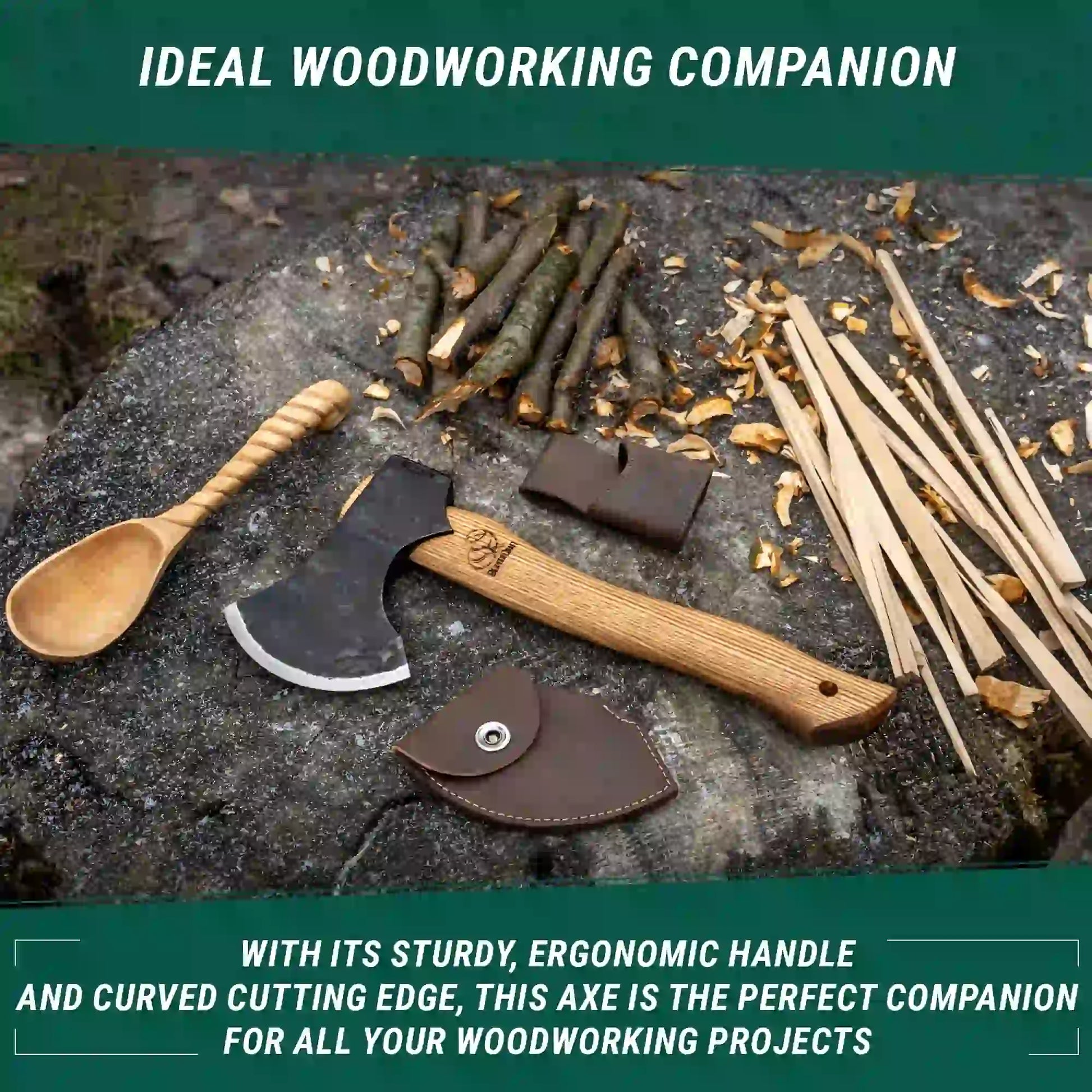 AX3 Woodcraft Bushcraft Splitting Hatchet – Compact High‑Carbon Steel Axe