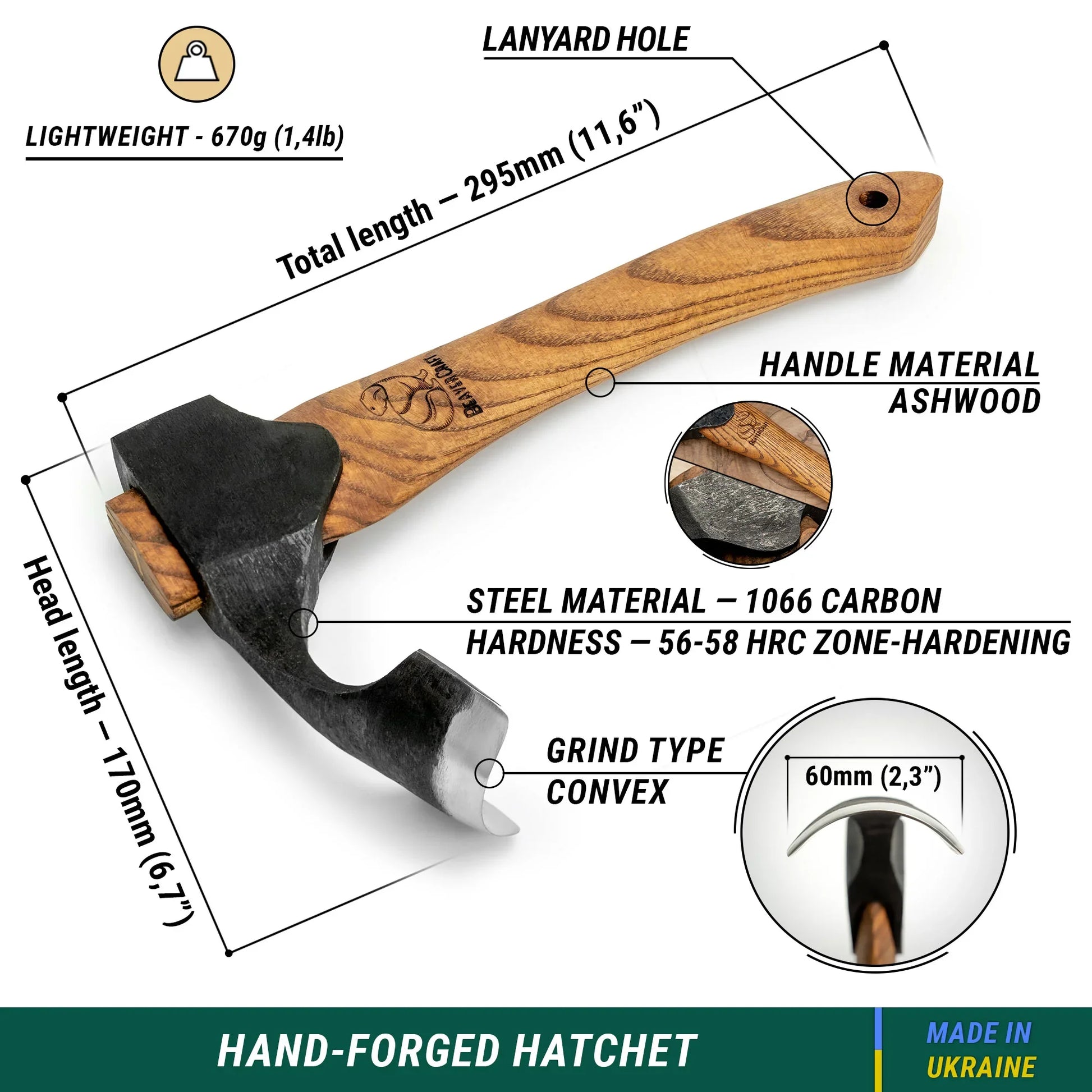 Compact High‑Carbon Steel Wood Carving Adze with Ash Handle