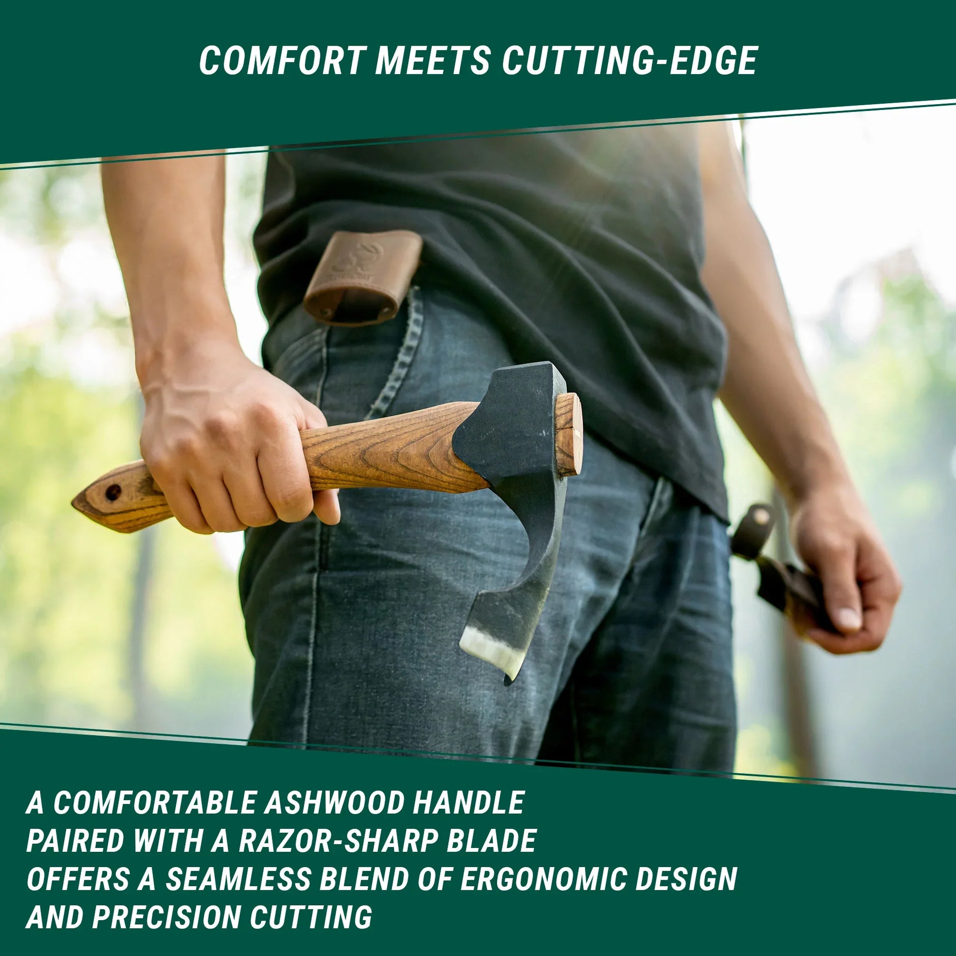 Compact High‑Carbon Steel Wood Carving Adze with Ash Handle