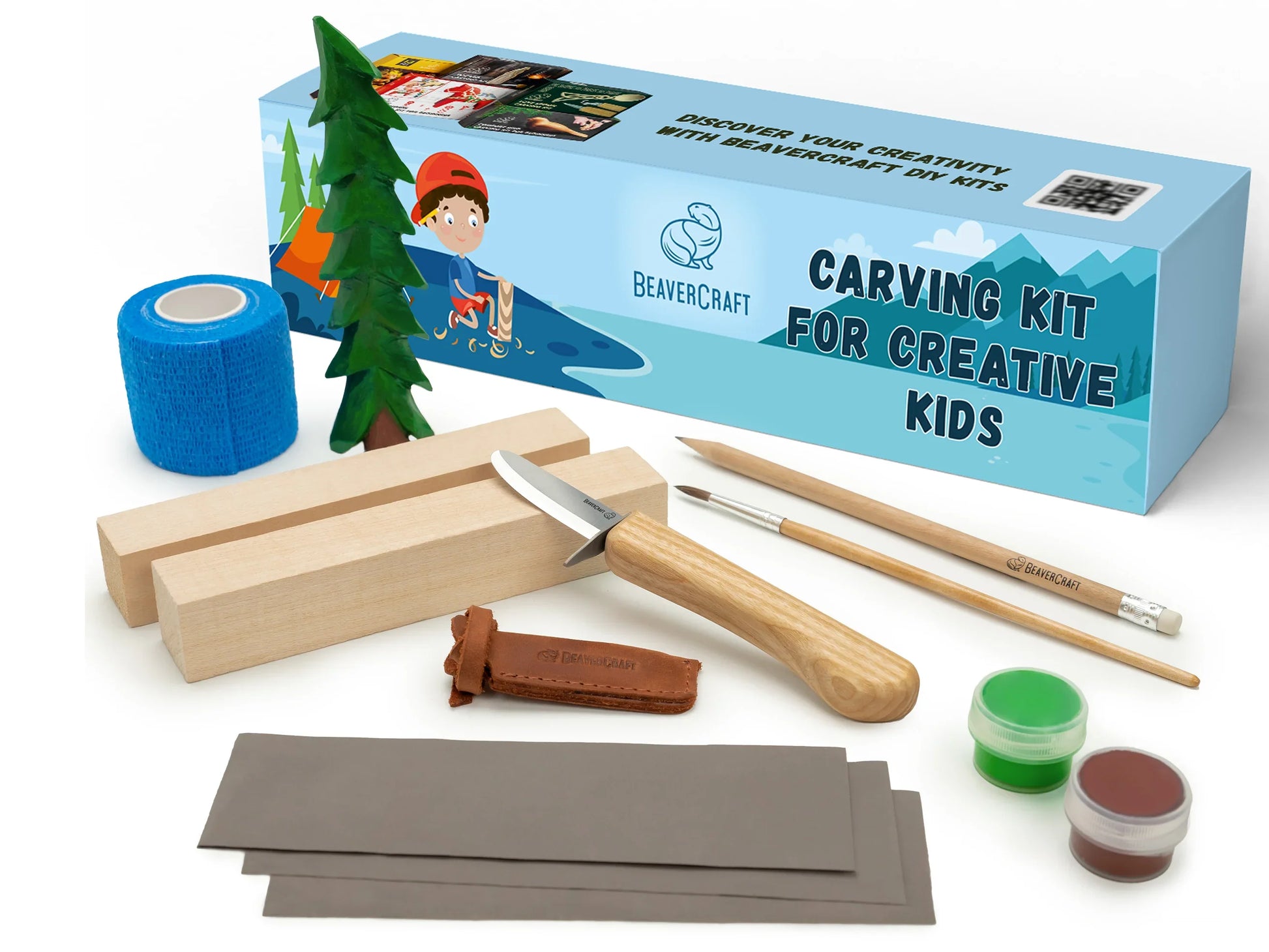 DIY08 Spruce Tree Carving Kit – Kids Wood Whittling Set