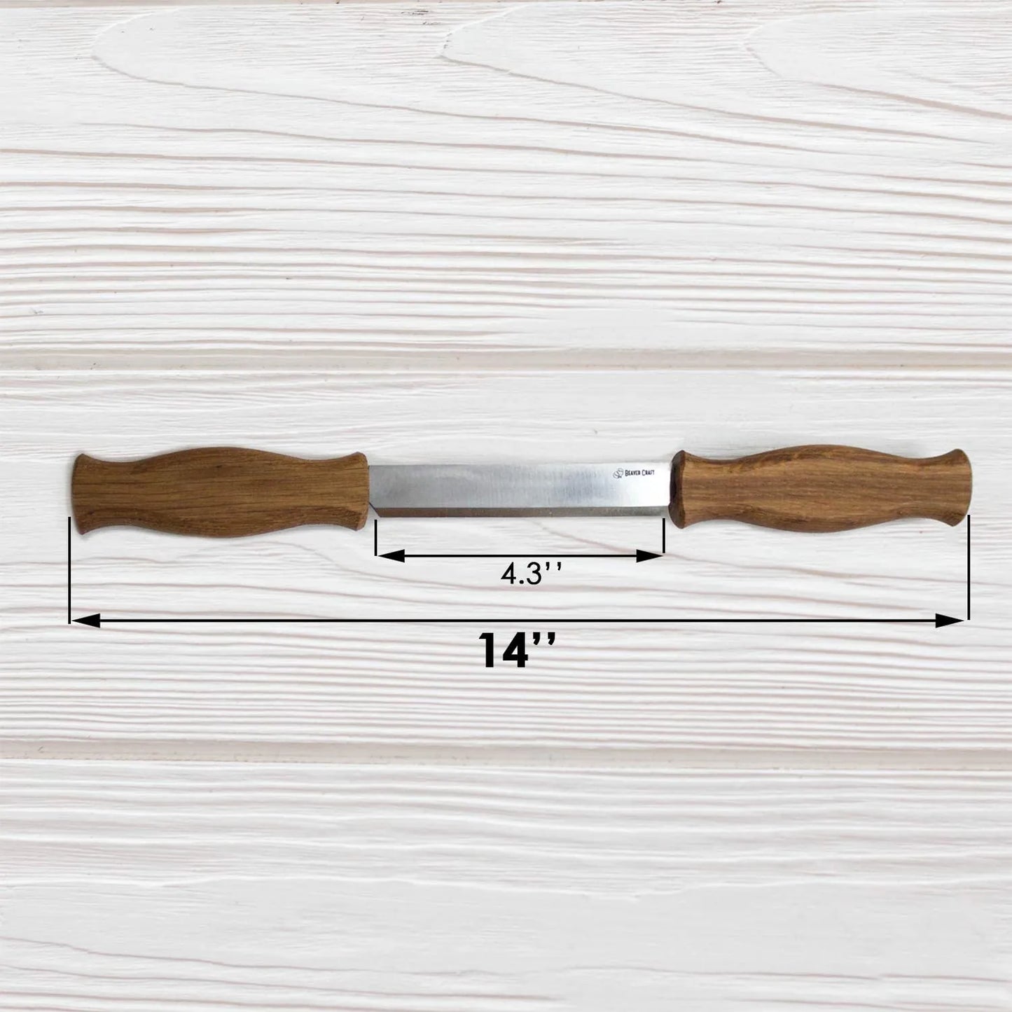 BeaverCraft DK1S Drawknife with Oak Handles and Leather Sheath