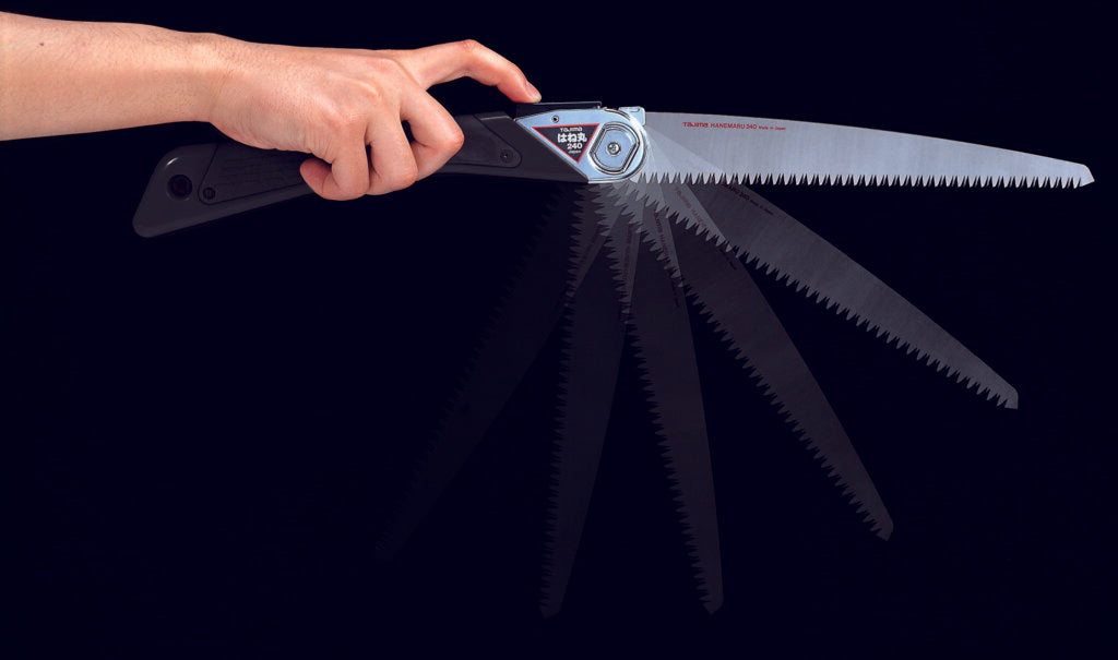 Tajima Japan Premium Folding Pull Jump Saw - 240mm Blade, 9 TPI, Elastomer Grip