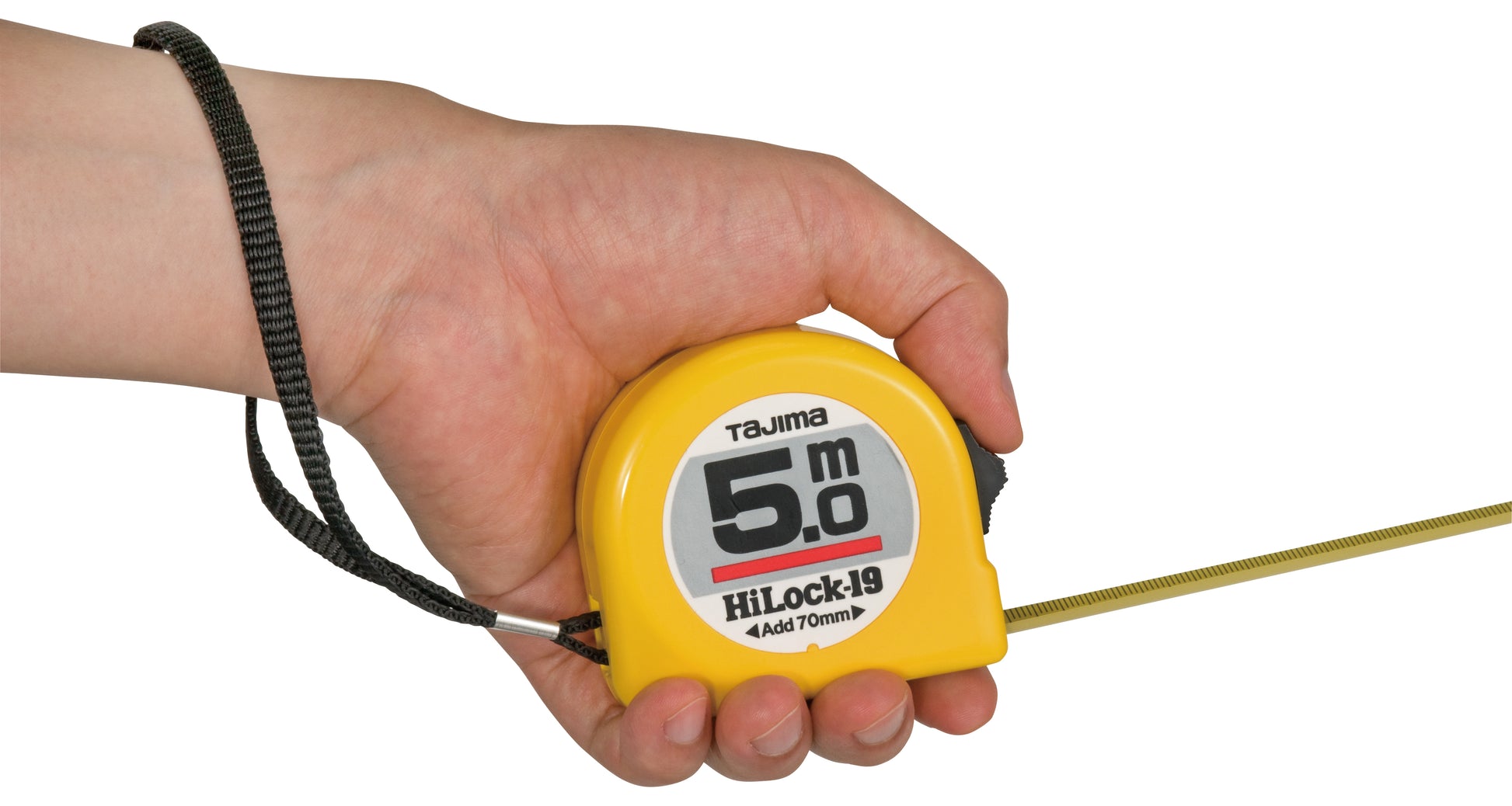 Tajima Hi-Lock Compact Measuring Tape: Durable Steel Blade, Ergonomic ABS Case