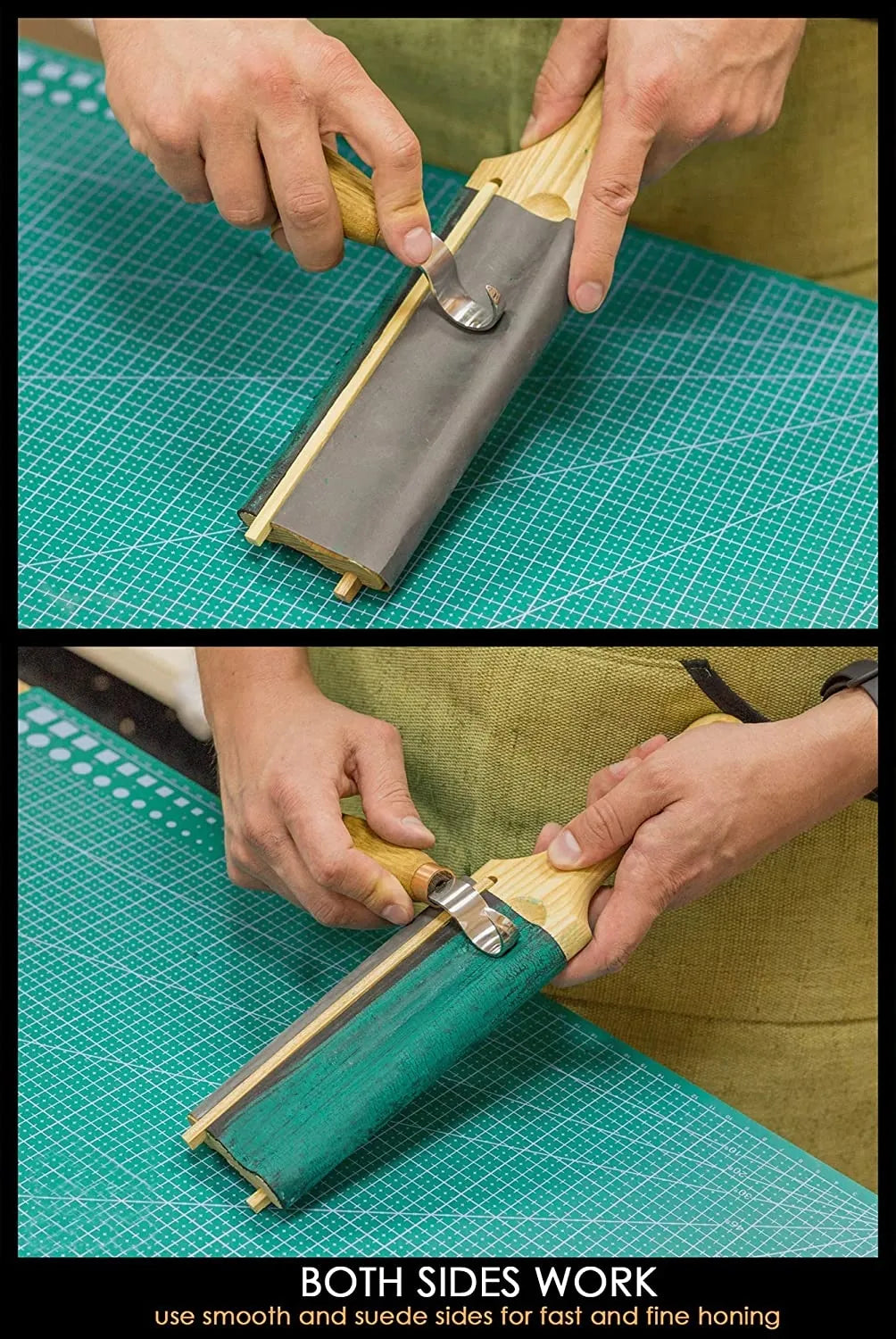 BeaverCraft LS5P1 Dual‑Sided Leather Paddle Strop for Hook Knives