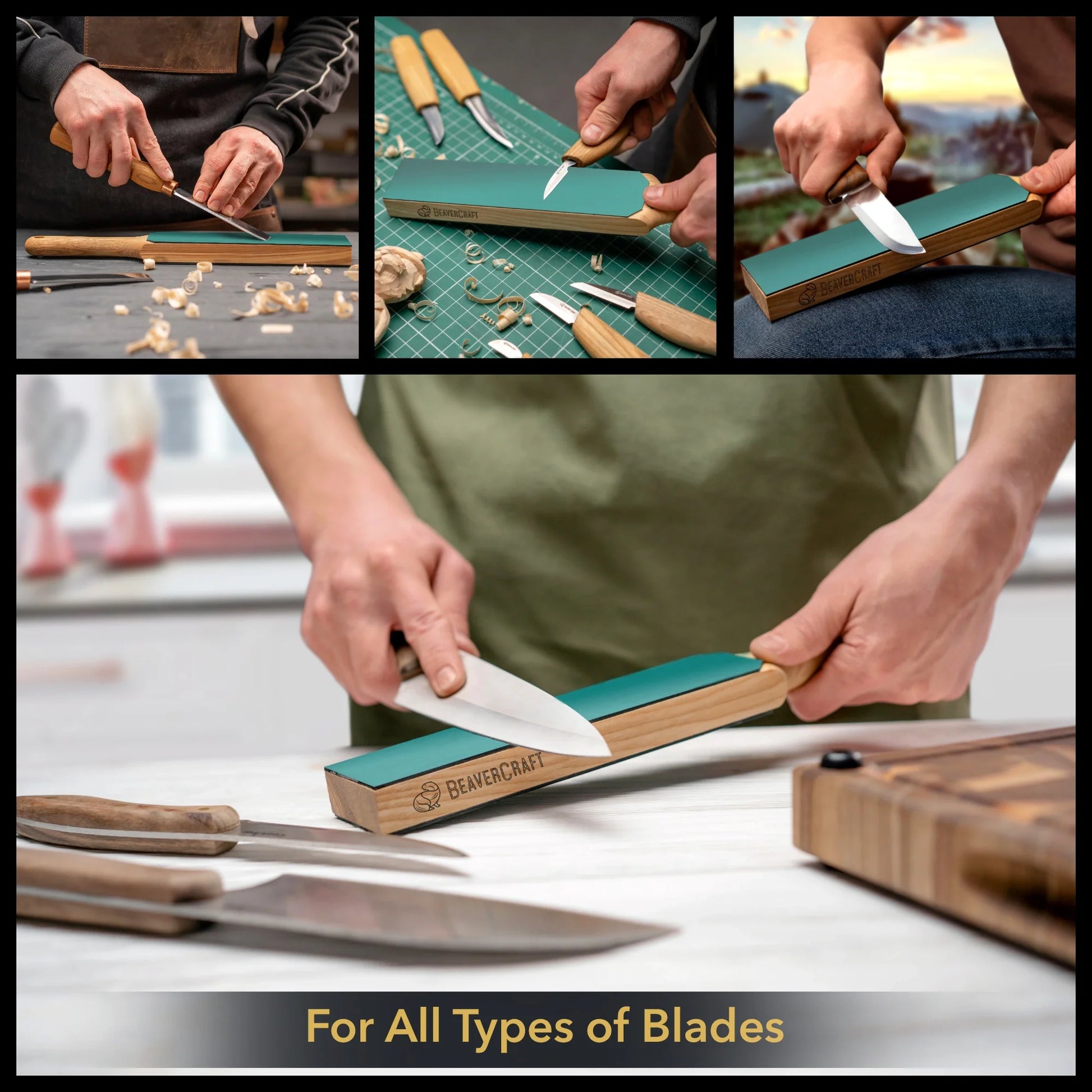 LS6P1 Small Dual‑Sided Leather Paddle Strop with Polishing Compound