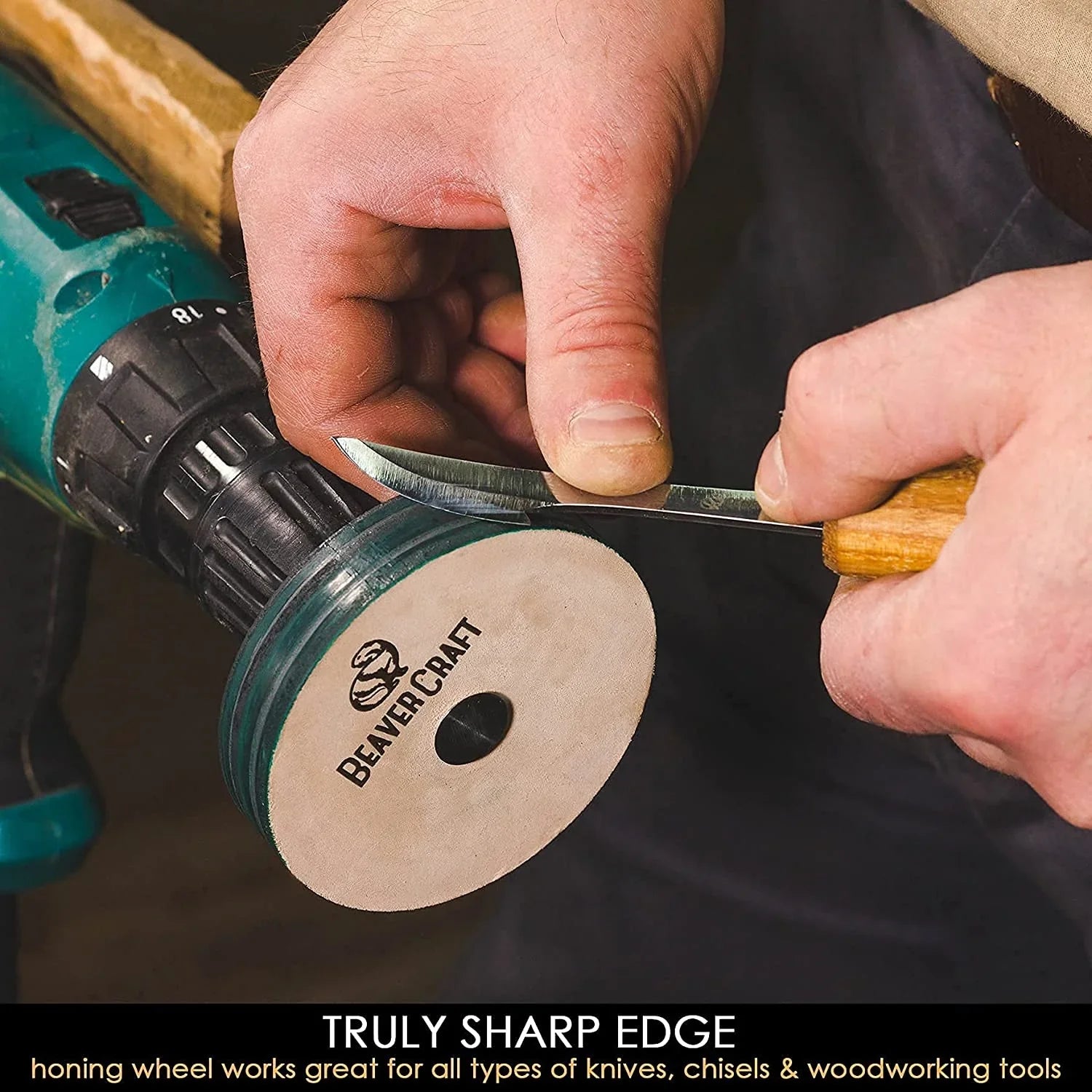 BeaverCraft PW1 Natural Leather Polishing Wheel for Knives and Tools