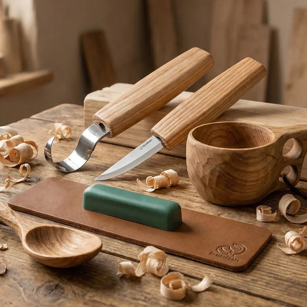 BeaverCraft 2-Piece Starter Spoon Carving Set Mini Wood Knives