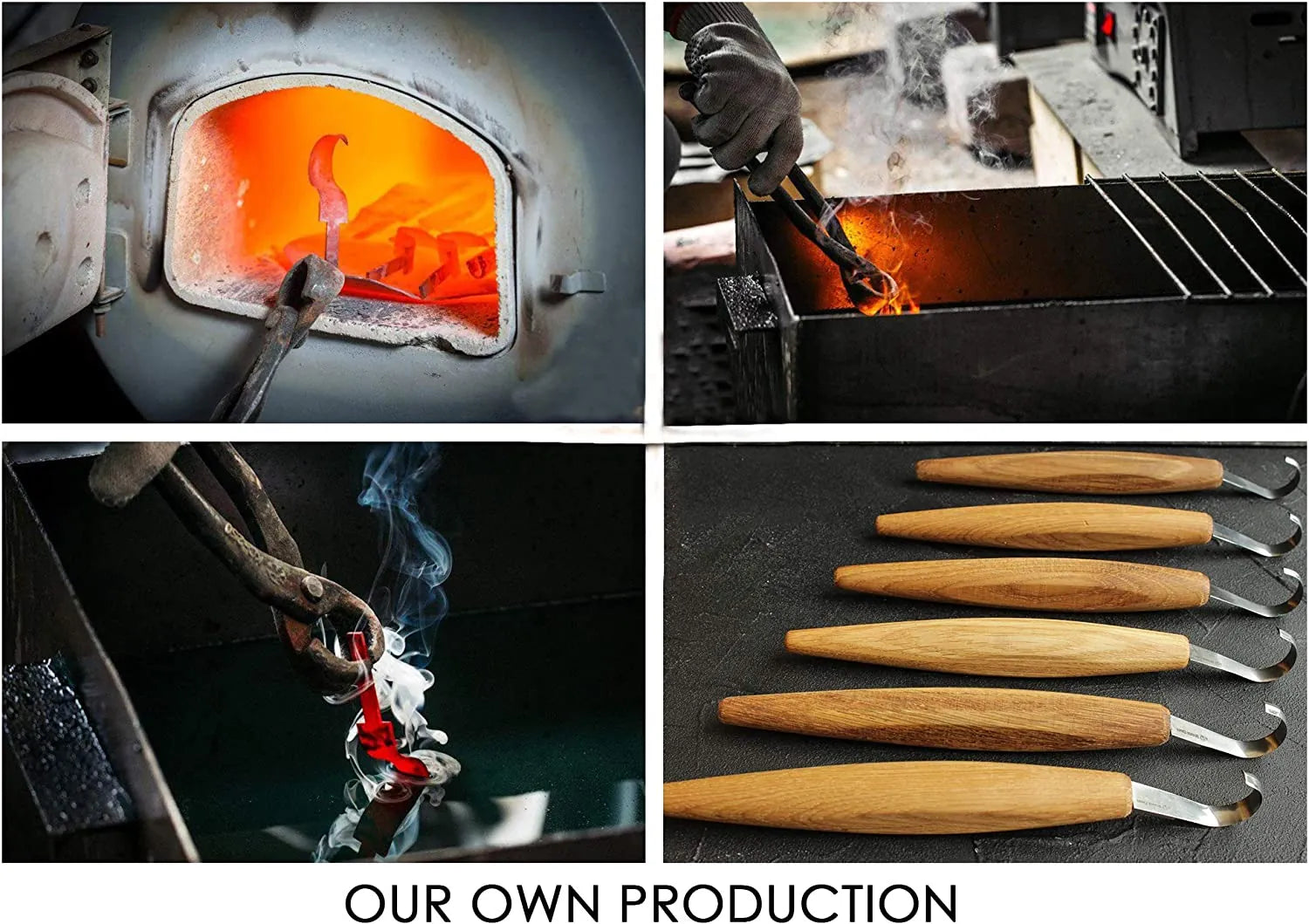 SK5 Double Bevel Spoon Carving Hook Knife with Oak Handle