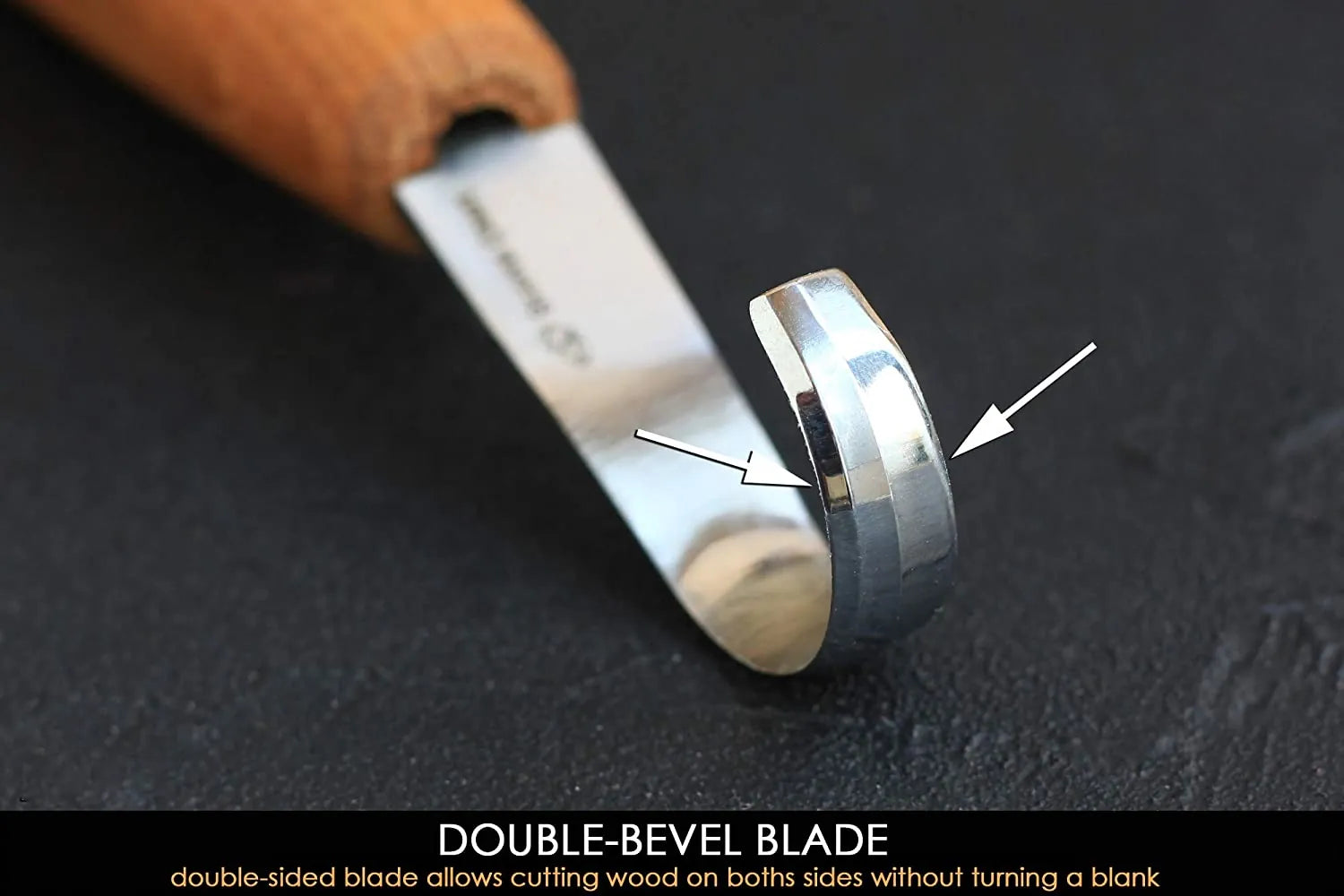 SK5 Double Bevel Spoon Carving Hook Knife with Oak Handle