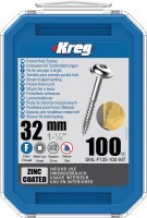 Kreg Zinc Coated Maxi-Loc Fine Thread Pocket-Hole Screws, 32mm, 100-Pack