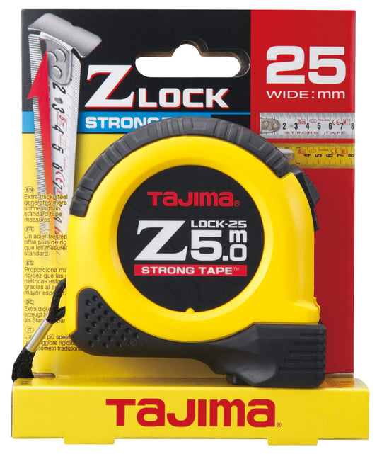 Tajima Z-Lock Professional Retractable Measuring Tape: Durable, Strong, Precise, Metric Tool