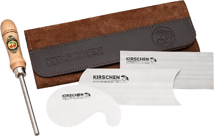 Premium 4-Piece Woodworking Scraper Set with Burnisher and Leather Pouch