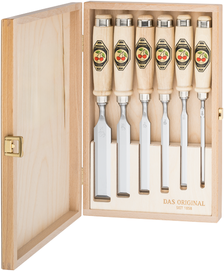 6-Piece Premium Wood Chisel Set with Beechwood Handles in Storage Box