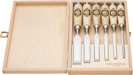 6-Piece Premium Wood Chisel Set with Beechwood Handles in Storage Box