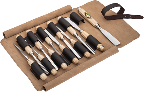 KIRSCHEN Premium Suede Leather Tool Roll for Chisels and Sculpting Tools
