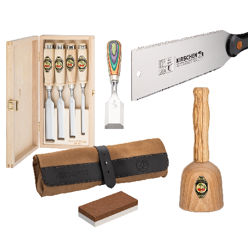 KIRSCHEN 4-Piece Wood Chisel Set with White Beech Handles Pouch