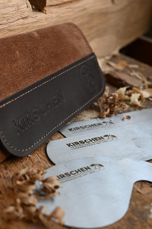 Premium 3-Piece Scraper Set with Leather Pouch for Woodworking