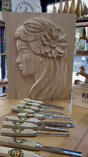 KIRSCHEN 4-Piece Wood Chisel Set with White Beech Handles Pouch