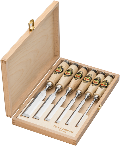 6-Piece Premium Wood Chisel Set with Beechwood Handles in Storage Box