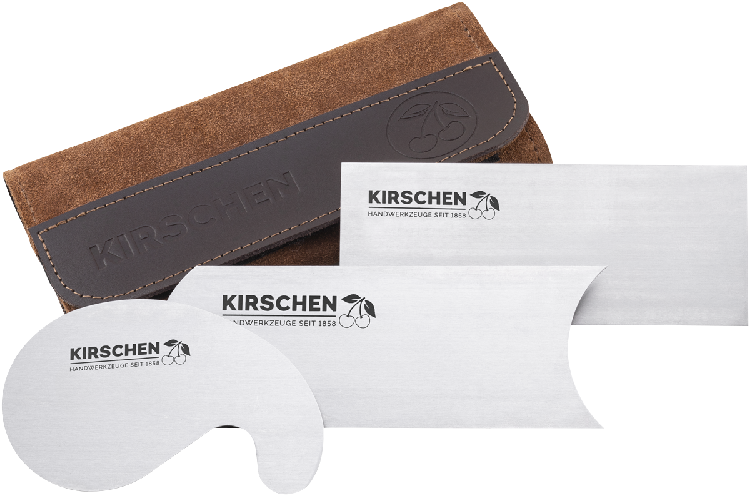 Premium 3-Piece Scraper Set with Leather Pouch for Woodworking