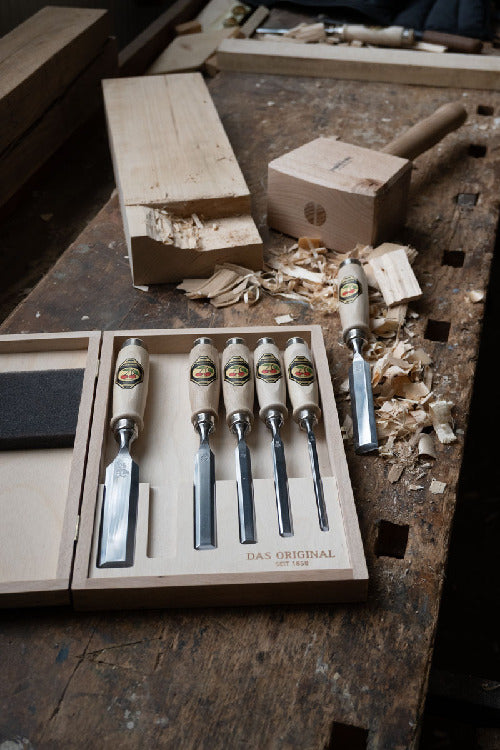 6-Piece Premium Wood Chisel Set with Beechwood Handles in Storage Box