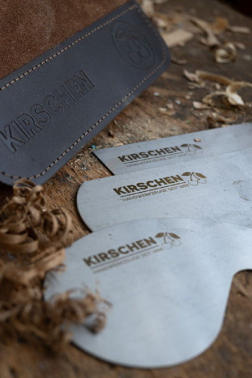 Premium 3-Piece Scraper Set with Leather Pouch for Woodworking