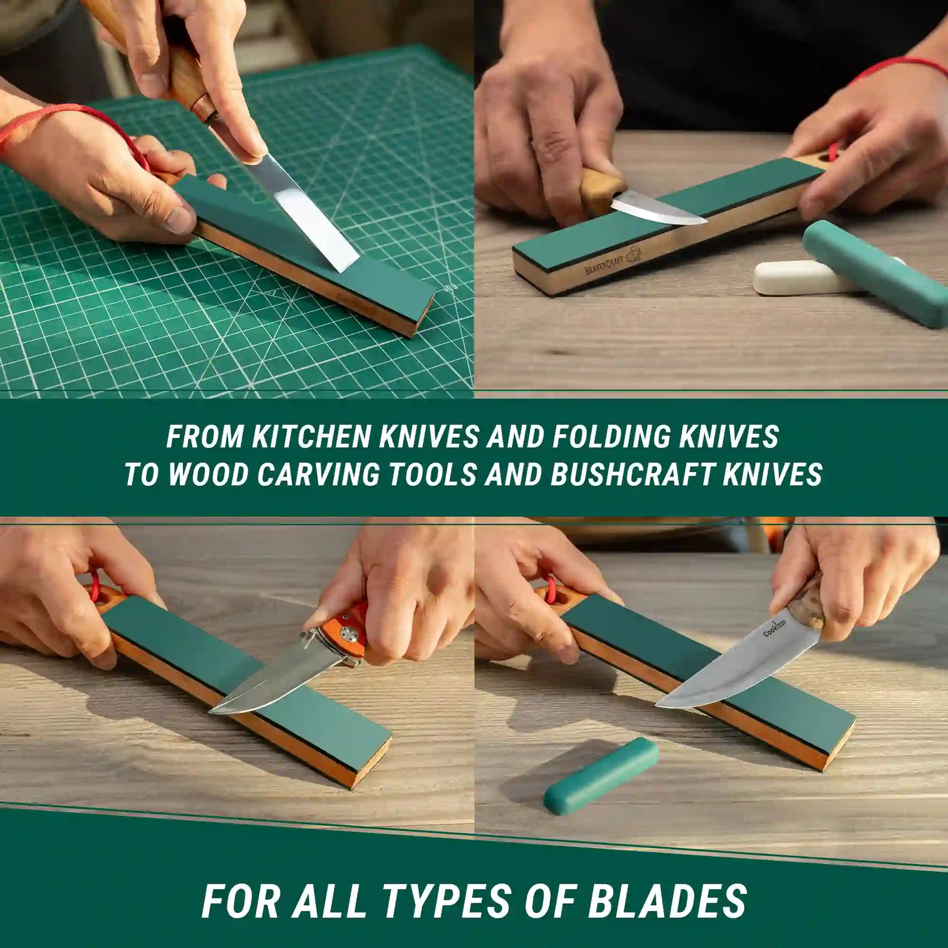 Pocket Dual-Sided Leather Paddle Strop with Polishing Compounds