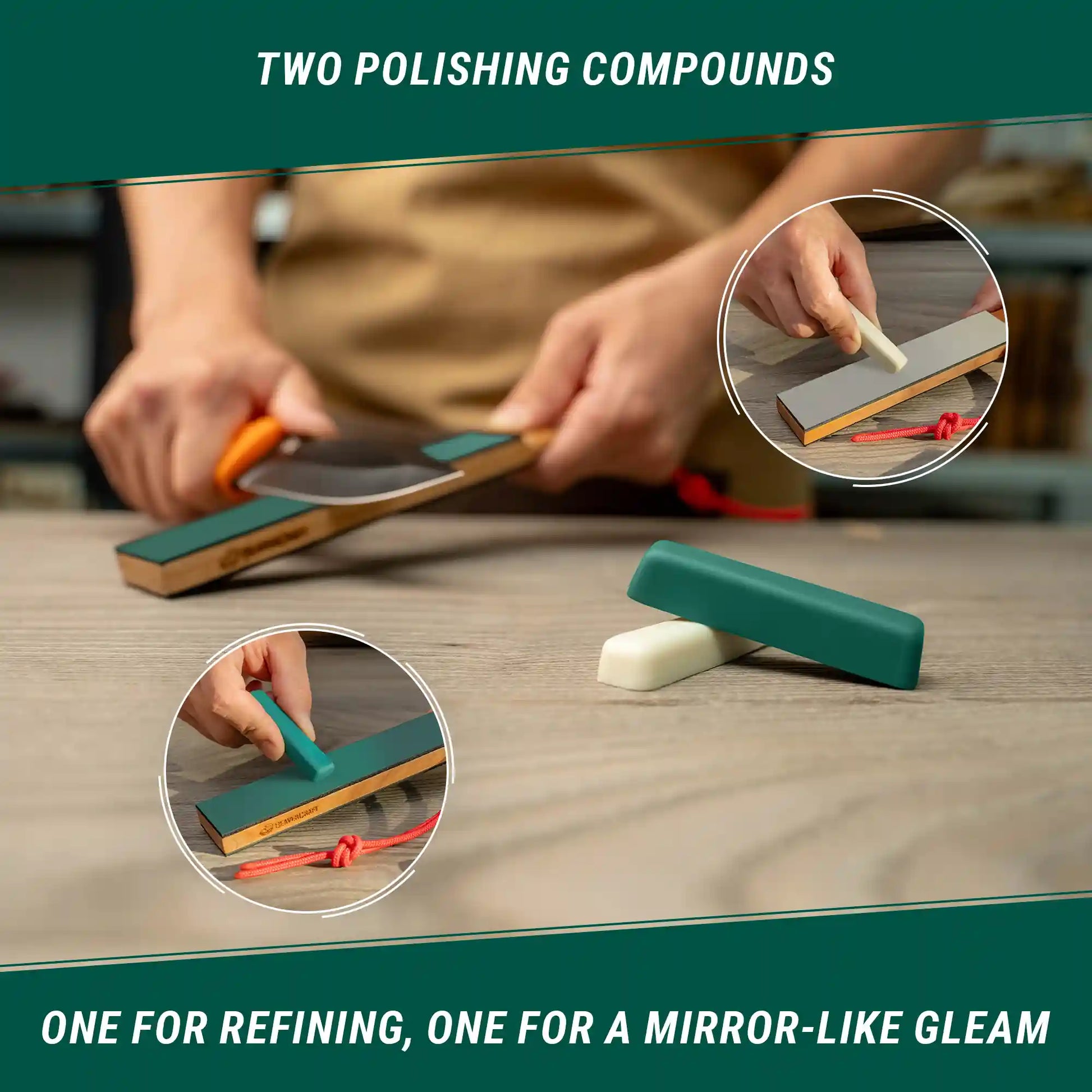 Pocket Dual-Sided Leather Paddle Strop with Polishing Compounds