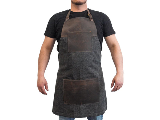 Adjustable Canvas & Leather Work Apron – Heavy‑Duty BeaverCraft AP4
