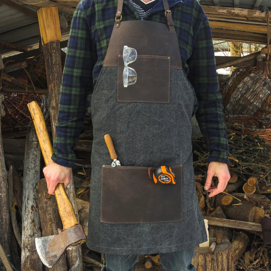 Adjustable Canvas & Leather Work Apron – Heavy‑Duty BeaverCraft AP4