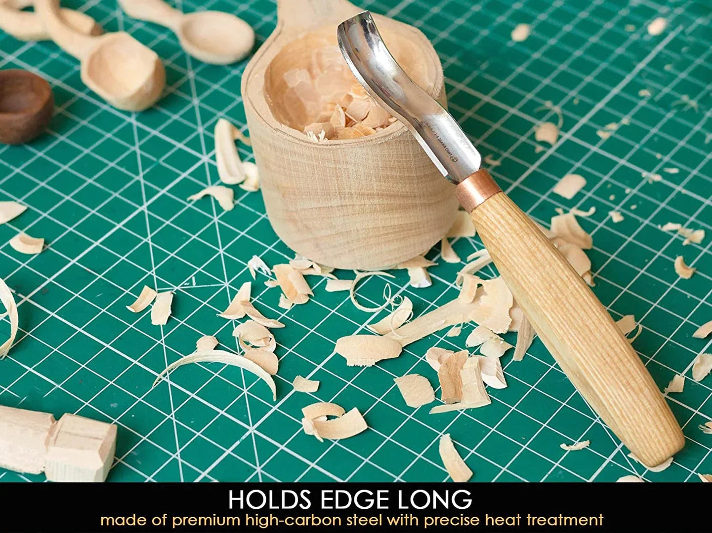 BeaverCraft Compact Short Bent Wood Carving Gouge Sweep #8