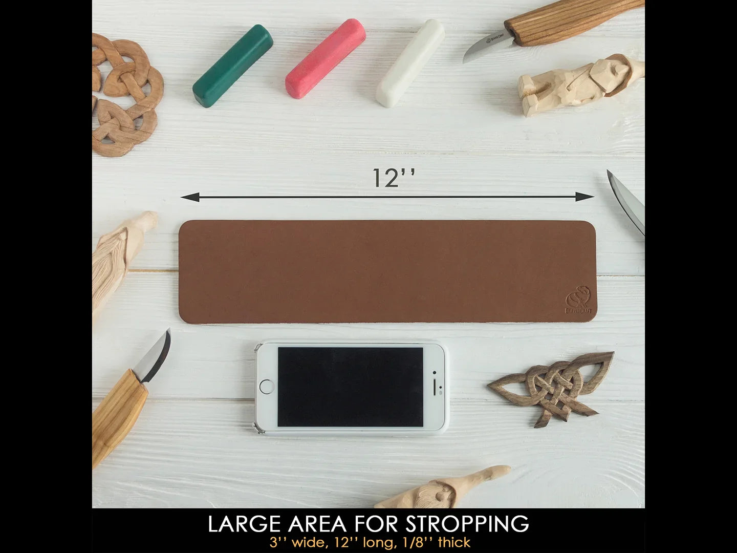 Dual-Sided Leather Paddle Strop with 3 Polishing Compounds BeaverCraft