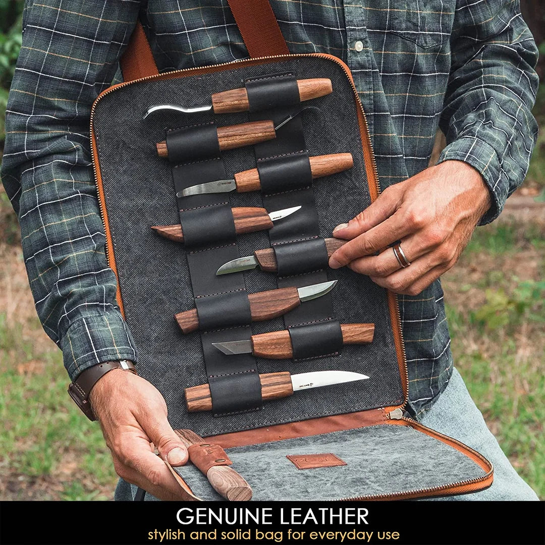 BeaverCraft S50X Deluxe Large Wood Carving Set with Walnut Handles