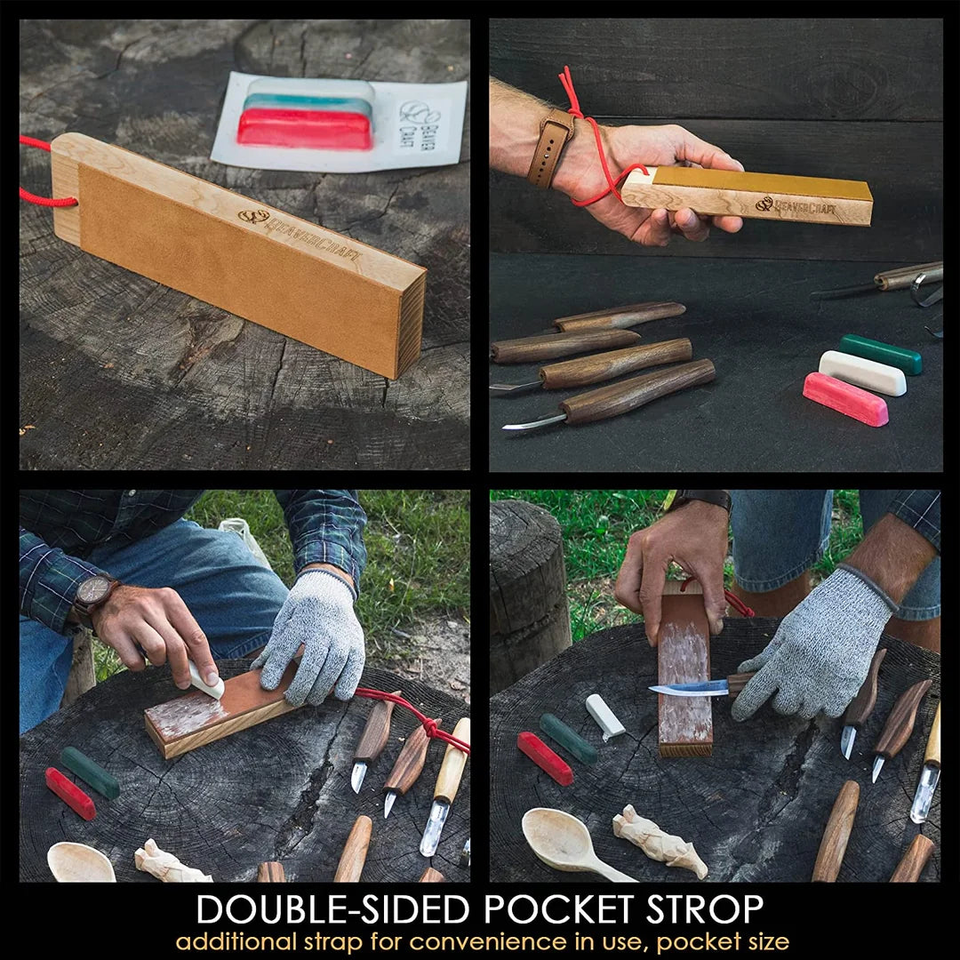 BeaverCraft S50X Deluxe Large Wood Carving Set with Walnut Handles