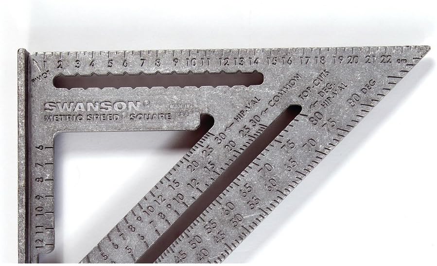 Swanson metriskais ātruma kvadrāts: 25 cm, 5 vienā rīks spāru izmērīšanai