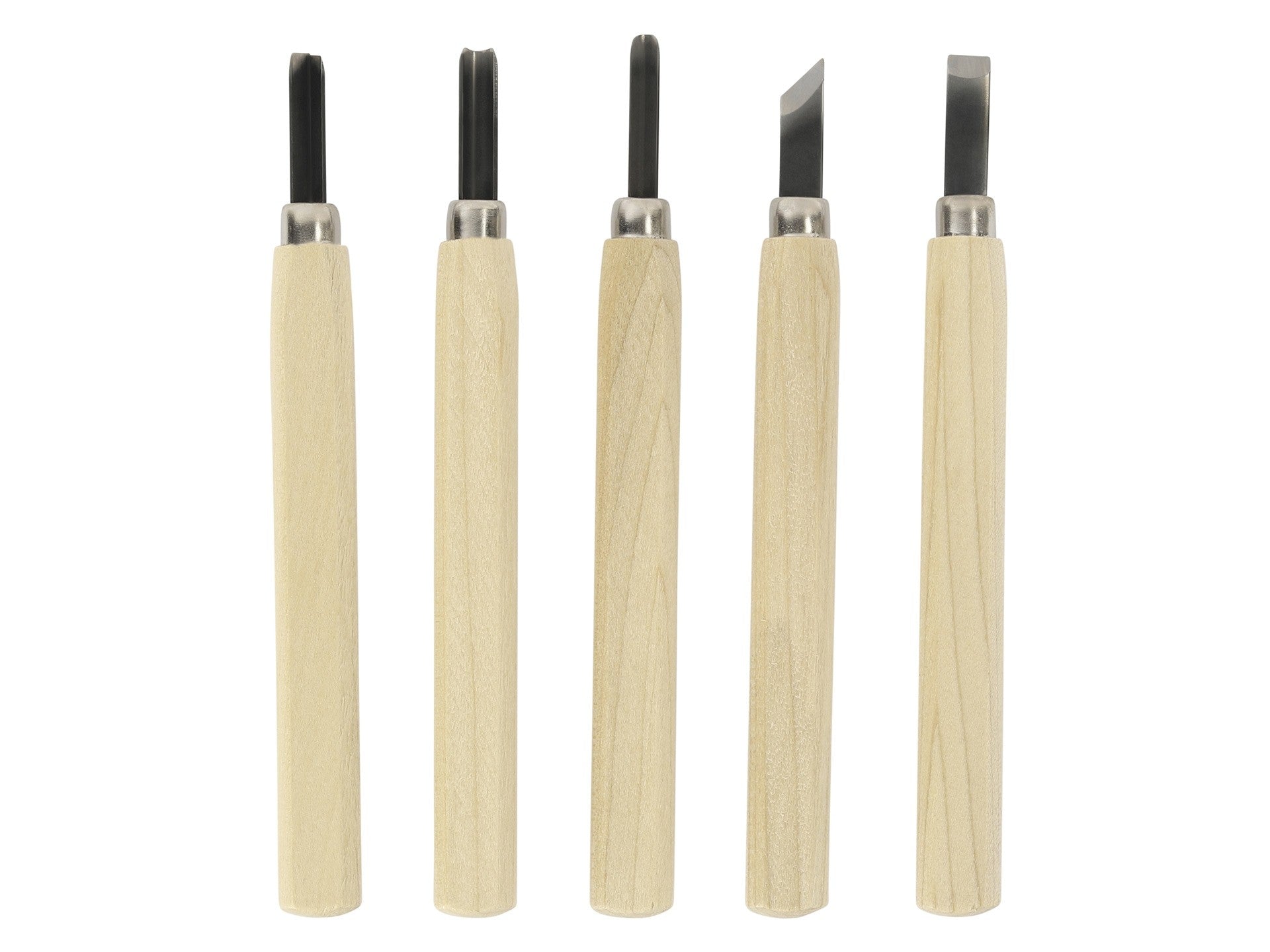 Premium Japanese TAKAGI 5-Piece Wood Carving Chisel Set, Yasuki Steel, Magnolia Handles