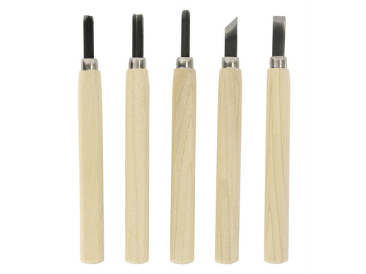 Premium Japanese TAKAGI 5-Piece Wood Carving Chisel Set, Yasuki Steel, Magnolia Handles