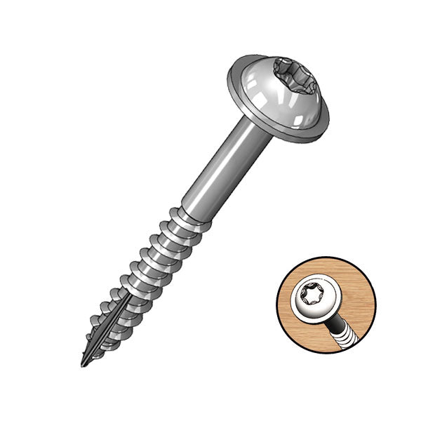 1.25" Coarse Pocket Screws – T20 Star Washer Head, 100 pcs