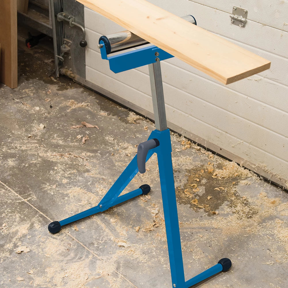 Silverline Heavy-Duty Adjustable Roller Stand for Woodworking Support, 60kg Capacity
