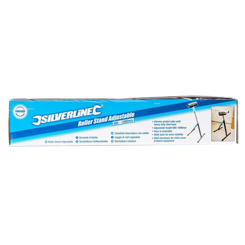 Silverline Heavy-Duty Adjustable Roller Stand for Woodworking Support, 60kg Capacity