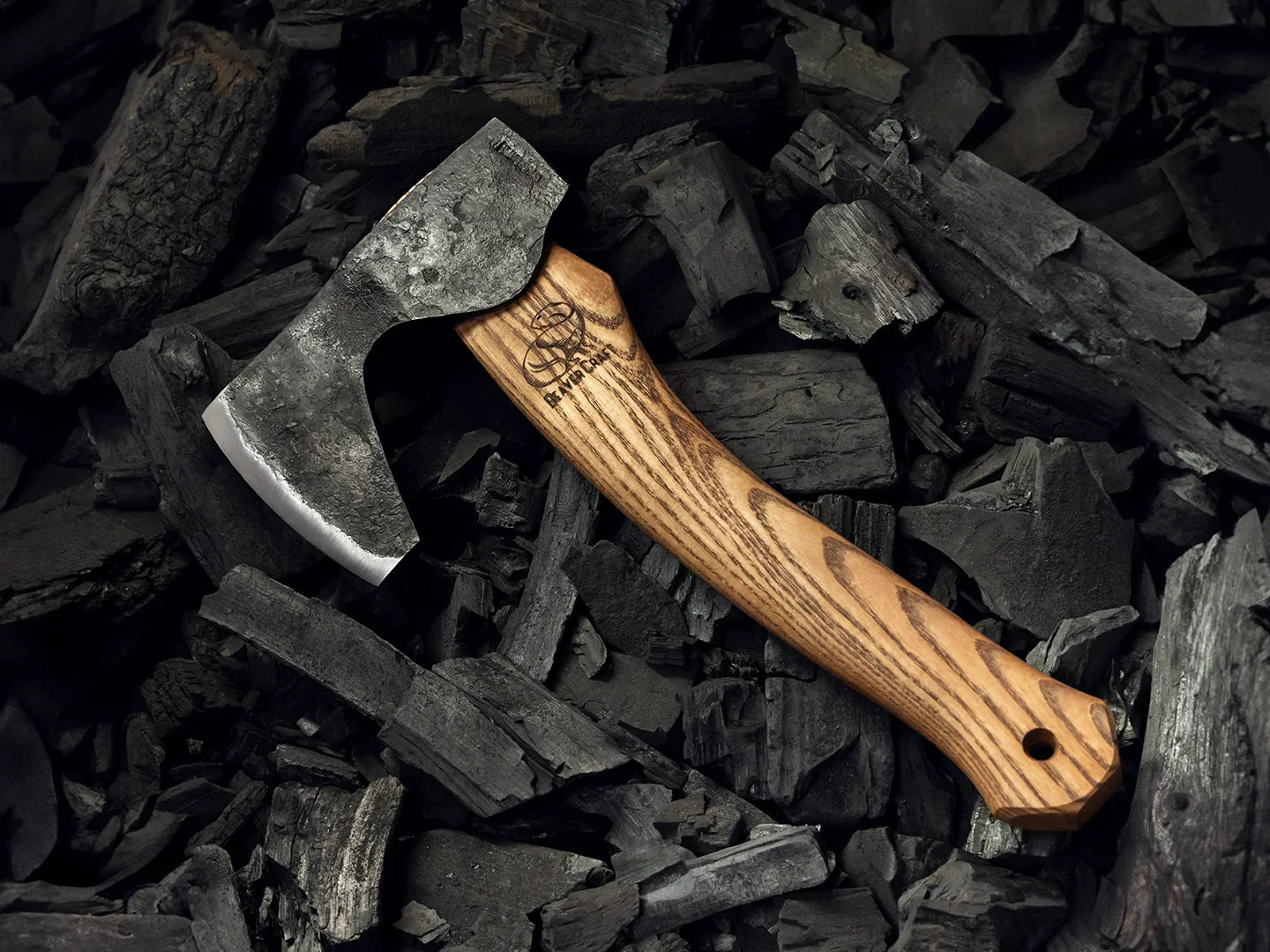 BeaverCraft AX6 Compact Long-Bearded Bushcraft Hatchet – Hand-Forged Ashwood Handle
