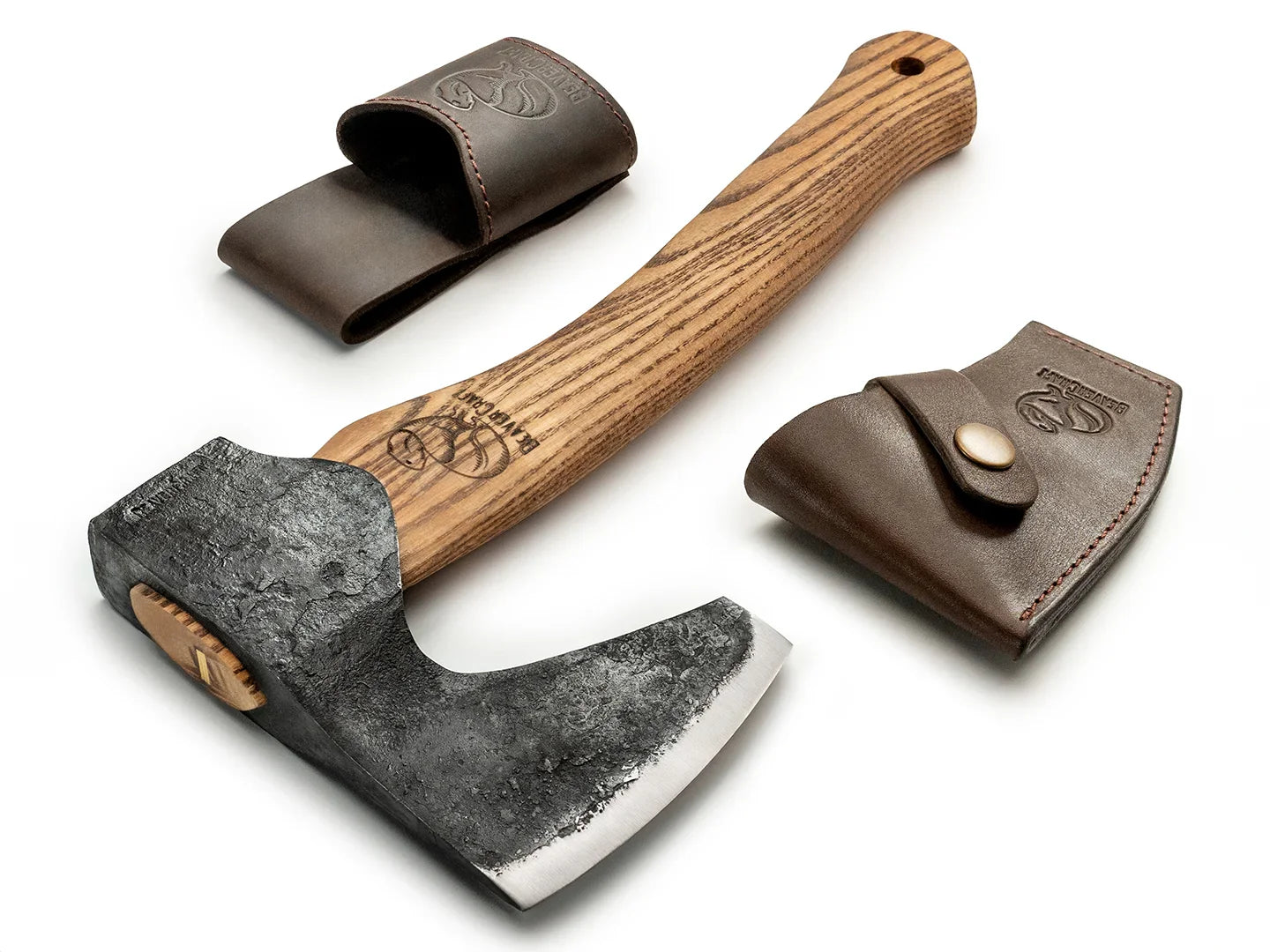 BeaverCraft AX6 Compact Long-Bearded Bushcraft Hatchet – Hand-Forged Ashwood Handle